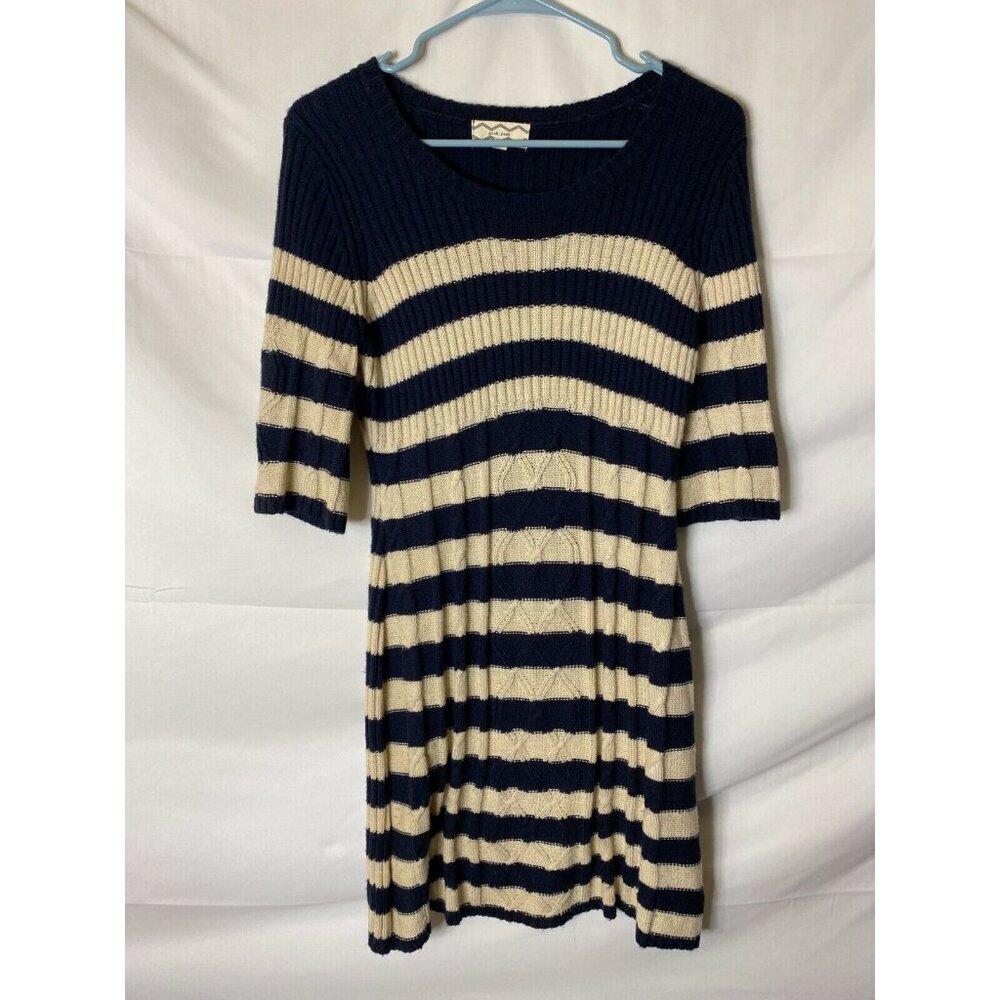 Nautical Stripes Knit Dress Navy White Boating Cruise Coastal Women’s Medium